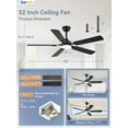 thumbnail image 5 of Zardon 52" Modern Black Ceiling Fan with Light and Remote Control, Ultra-Quiet DC Motor, 3 Color Temperatures, Timer for Bedroom and Living Room, 5 of 10