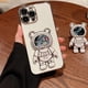 thumbnail image 3 of Compatible con funda de iPhone, diseño de astronautas, purpurina brillante, líquido, arena movediza, galvanizada, soporte, soporte, funda a prueba de golpes (negro, iPhone Xr), 3 of 8
