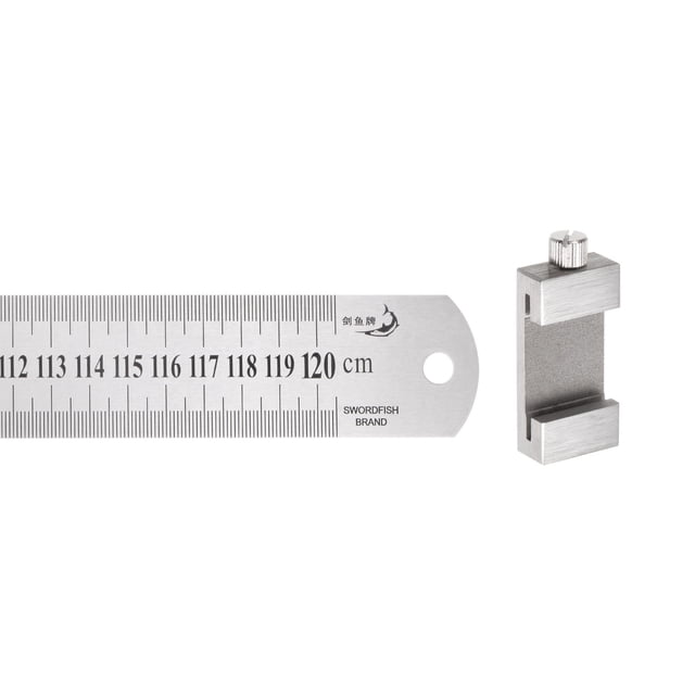 Unique Bargains Stainless Steel Ruler with Scriber Block 48' Metric Inch Ruler with 40mm Locating Vernier Slider, Silver Tone
