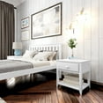 thumbnail image 3 of Plank+Beam Solid Wood Nightstand with Storage Drawer and Shelf, White, 3 of 8