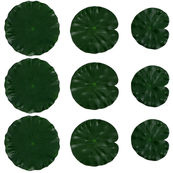 HOMEMAXS  9 PCS Fish Pond Decoration Pad Fountain Live Lily Pads for Ponds Green