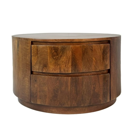 Christa 2-Drawer 30" Round Coffee Table - Chestnut