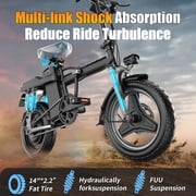 Electric Bike for Adults Teens, 749W Peak Folding Ebike, 25MPH & 25 Miles Range, 14 Commuting Ebike with Dual Suspension & Dual Brake, 3-Speed Modes, Portable Electric Mini Bike,UL2849