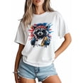 thumbnail image 3 of Women's T-Shirt Raccoon Hot Dog American Short Sleeve Casual Tee Classic Crew Neck T Shirt for Women White, 3XL, 3 of 7
