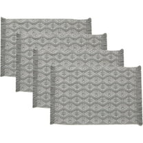 Fennco Styles Modern Diamond Woven Placemats 12" W x 19" L, Set of 4 - Grey Geometric Fringe Table Mats for Dining Room, Banquets, Family Gatherings, and Holidays