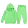 thumbnail image 4 of Bainana Girls Athletic Outfit Set Solid Color Long Sleeve Hoodies And Pants 2 Pieces Set Comfortable Sports Fall Outfits For Kids Size 2-13 Years, 4 of 6