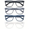 thumbnail image 3 of CNKOO 4pcs Oversized Rectangular Blue Light Blocking Reading Glasses - Clear Vision with Refraction +1.0~+4.0  Spring Hinge  Magnifying Lens for Presbyopia  Computer Use  and Newspaper Re, 3 of 6