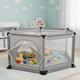 thumbnail image 1 of Corral De Multi-Juegos Hexagonal Para Bebes Niños Corralito Para Bebé Juego De Parque Infantil Parque Para Bebés Malla Suave y Transpirable Anticaída (Gris), 1 of 7