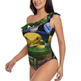 thumbnail image 5 of Daiia Colorful Viper Snake Women's One Piece Swimsuits Personalized One Shoulder Swimwear Asymmetric Ruffle Bathing Suits-Large, 5 of 8