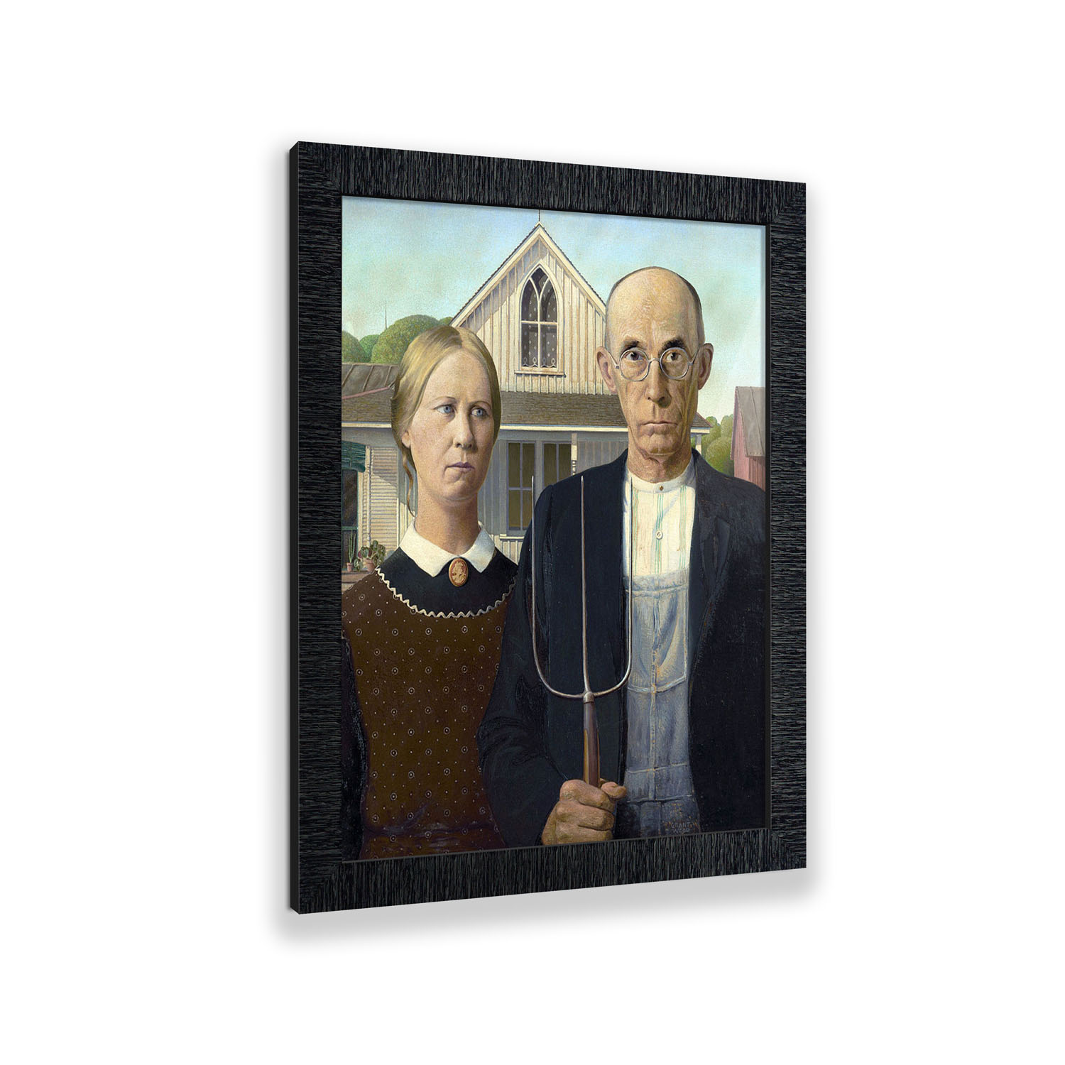 American Gothic by Grant Wood. World Famous Wall Art Collection, Framed
