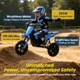 thumbnail image 4 of Track Seven 24V Electric Dirt Bike for Kids, Official Licensed Honda Electric Motorcycle, Up to10 Mph, Twist-Grip Throttle, 12" Pneumatic Tires, Bluetooth, Music, Motorcycle for Kids 6+, Blue, 4 of 9