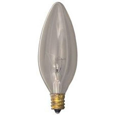Satco Incandescent Decorative Lamp, Ba9 1/2, 40 Watts, 130 Volts, Candelabra Base, Clear, 25 Per Box