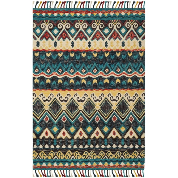 SAFAVIEH Aspen Cenric Southwestern Wool Area Rug, Blue/Red, 9' x 12'