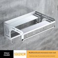 thumbnail image 1 of Silver Space-Saving Wall-Mounted Microwave Shelf with Film Cutter - Heavy-Duty Thickened Aluminum Kitchen Storage Rack for Countertop Organization, 55cm×39cm, Durable & Stylish Hanging Holder for, 1 of 6