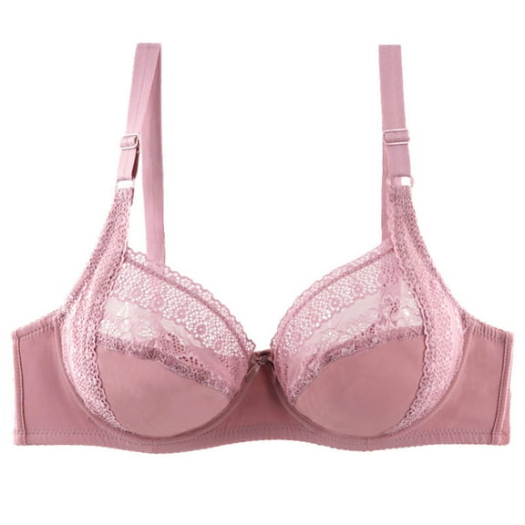Minimizer Bras for Women Full Coverage Underwire Bras Solid Color Plus Size Lifting Lace Push up Bras for Heavy Brea (3XL, Pink)