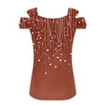 thumbnail image 5 of Zwiiyzr Women's T-Shirt Square Neck Cold Shoulder Printed Floral Short Sleeve Blouse Coffee (2XL), 5 of 7