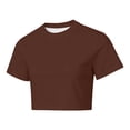 thumbnail image 4 of XIAONU Mens Solid Cropped Short Sleeve Tees Crew Neck Cropped Tops Slim Fit Street Tees, 4 of 4