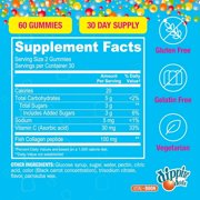 Dippin Dots Collagen + Vitamin C Pectin Gummies for Immune Support, Hair, Skin, and Nails, Strawberry Sunset Creme Flavor, 60 Count
