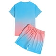 thumbnail image 3 of MNCEKFOD Men Short Sets Outfits Summer 2025 Oversized Short Sleeve O Neck GradientAthletic Suit with Comfy Shorts Leisure Tracksuit Pink L, 3 of 5