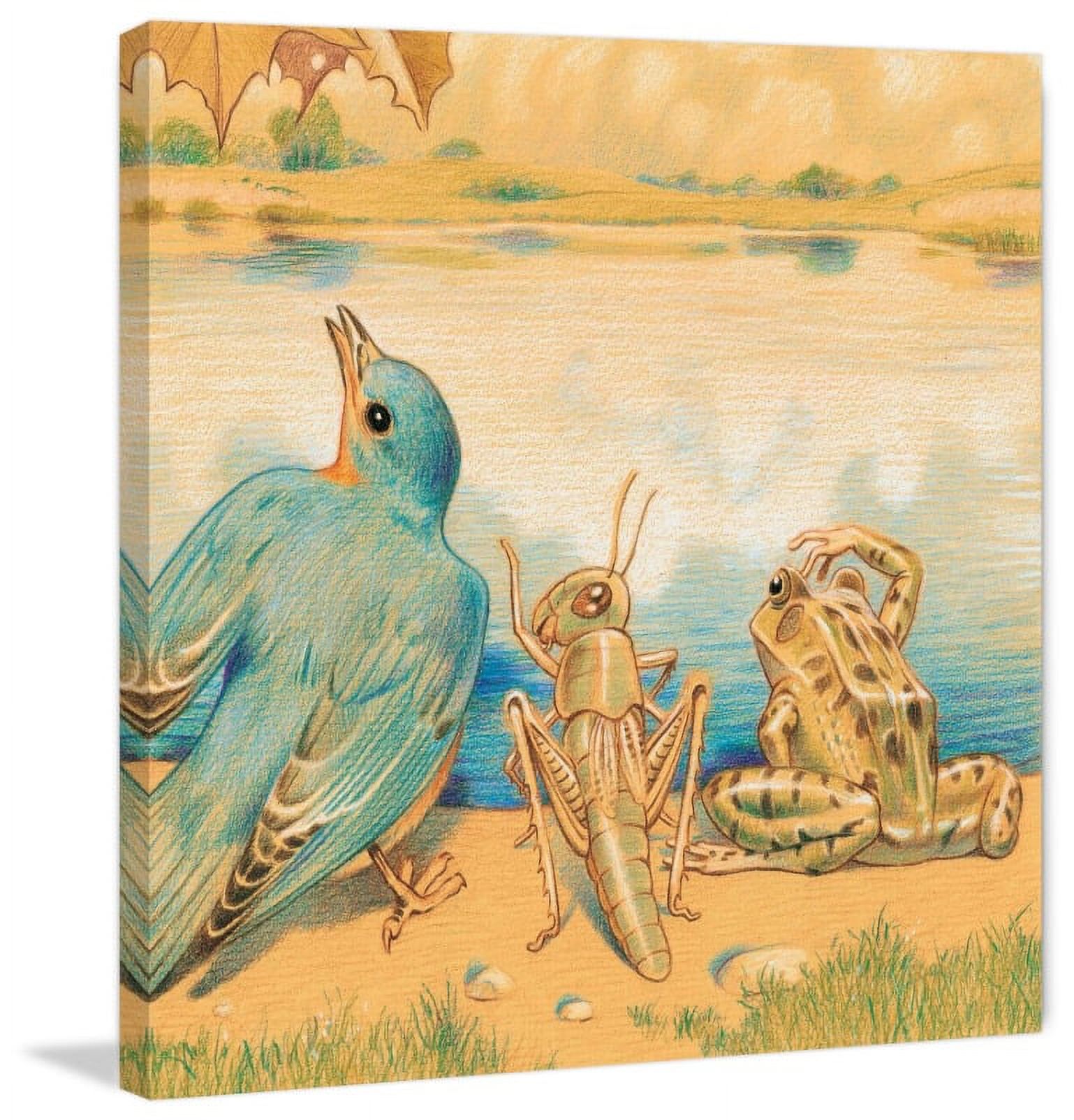 Marmont Hill "Bird, Cricket and Frog" by Curtis Painting Print on Canvas