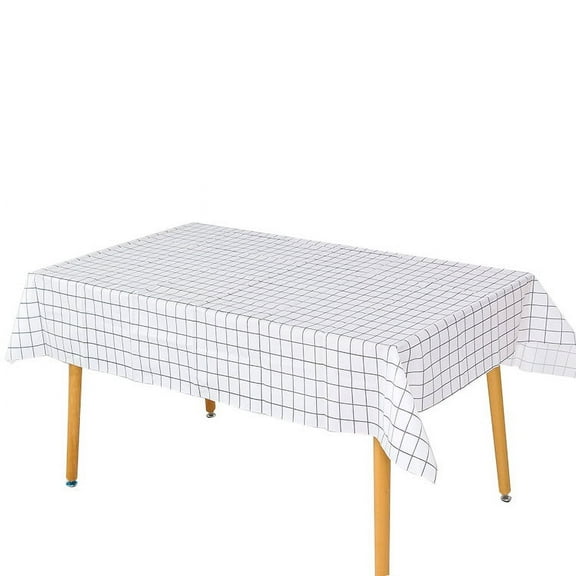 HomeDecor Water Resistant Tablecloth, Table Cloths Rectangle, Polyester Decorative Table Top Cover for Kitchen Dining Room End Table, Oblong, 55 x 36 Inches, White