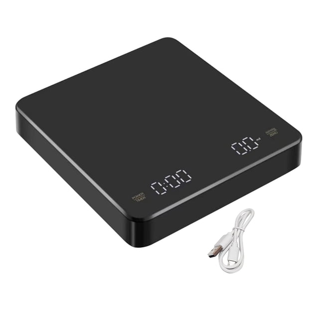 Báscula de café recargable (con temporizador),báscula precisa de 0 g (3 kg/0,01 g) para café,báscula de cocina digital portátil (con temporizador)