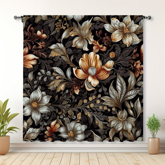 Modern Simple Style Curtains, Flower Curtains, Bedroom Blackout Curtains, Suitable For Living Room And Bedroom Decoration(Rod pocket)