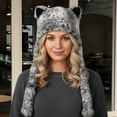 thumbnail image 5 of Tisuna Women Winter Hat With Cute Ear Leopard Print Stretchy Earflap Hats Warm Windproof Ladies Cold Weather Headwear White, 5 of 5