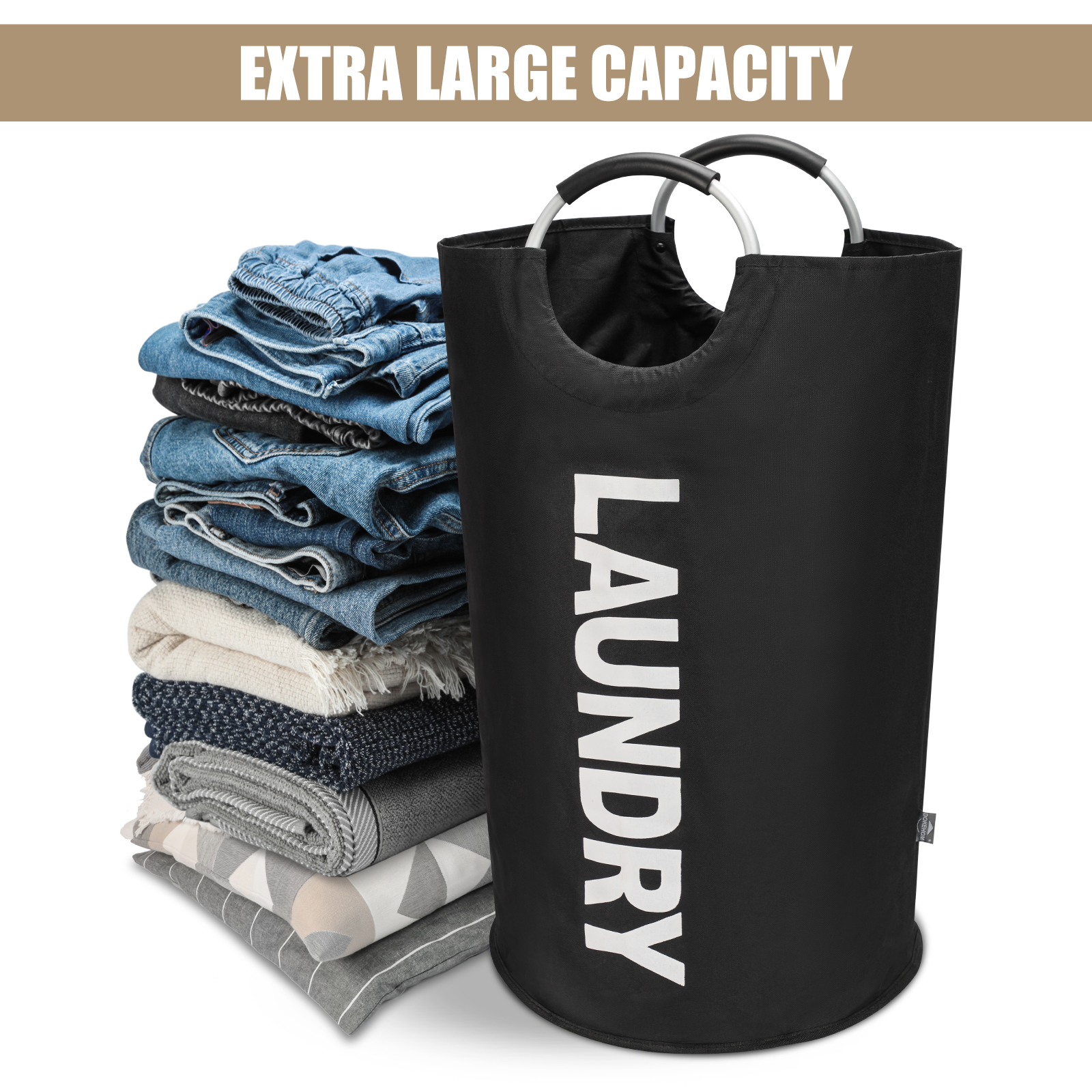DOKEHOM 90L Collapsible Laundry Hamper, Black photo 6