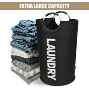 DOKEHOM 90L Large Laundry Basket, Collapsible Laundry Bag, Foldable Laundry Hamper, Folding Washing Bin (Black)