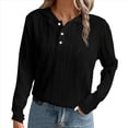 thumbnail image 1 of Sudadera con Capucha para Mujer, Informal, Holgada, de Larga, con Cuello en V y Botones, para Otoño. Negro L, 1 of 5