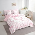 thumbnail image 3 of Castle Fairy Monogrammed Letter 7-Piece Bedding Comforter Set for Teens,Flower Bow King Bedding Sets,Geometric Stripes Ultra Soft Bed Sheets,Ultra Soft Home Decor, 3 of 8