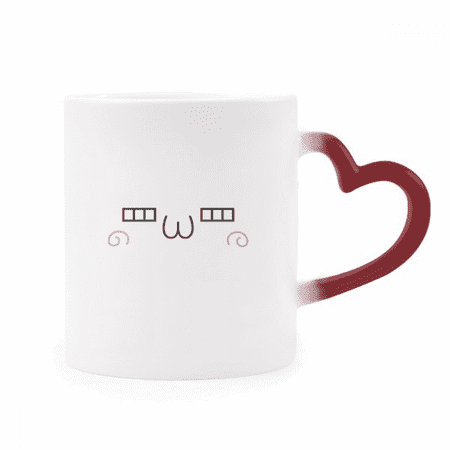 

Face Cute And Shy Expression Heat Sensitive Mug Red Color Changing Stoneware Cup