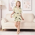 thumbnail image 3 of Silky Satin Kids' Pajama Set Breathable & Smooth Unisex Button-Down Pajamas Cute Bees and Honeycomb Pattern, 3 of 7