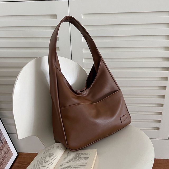 Bolso de hombro de cuero de PU para mujer, bolso de mano Retro de gran capacidad, bolso de citas diario