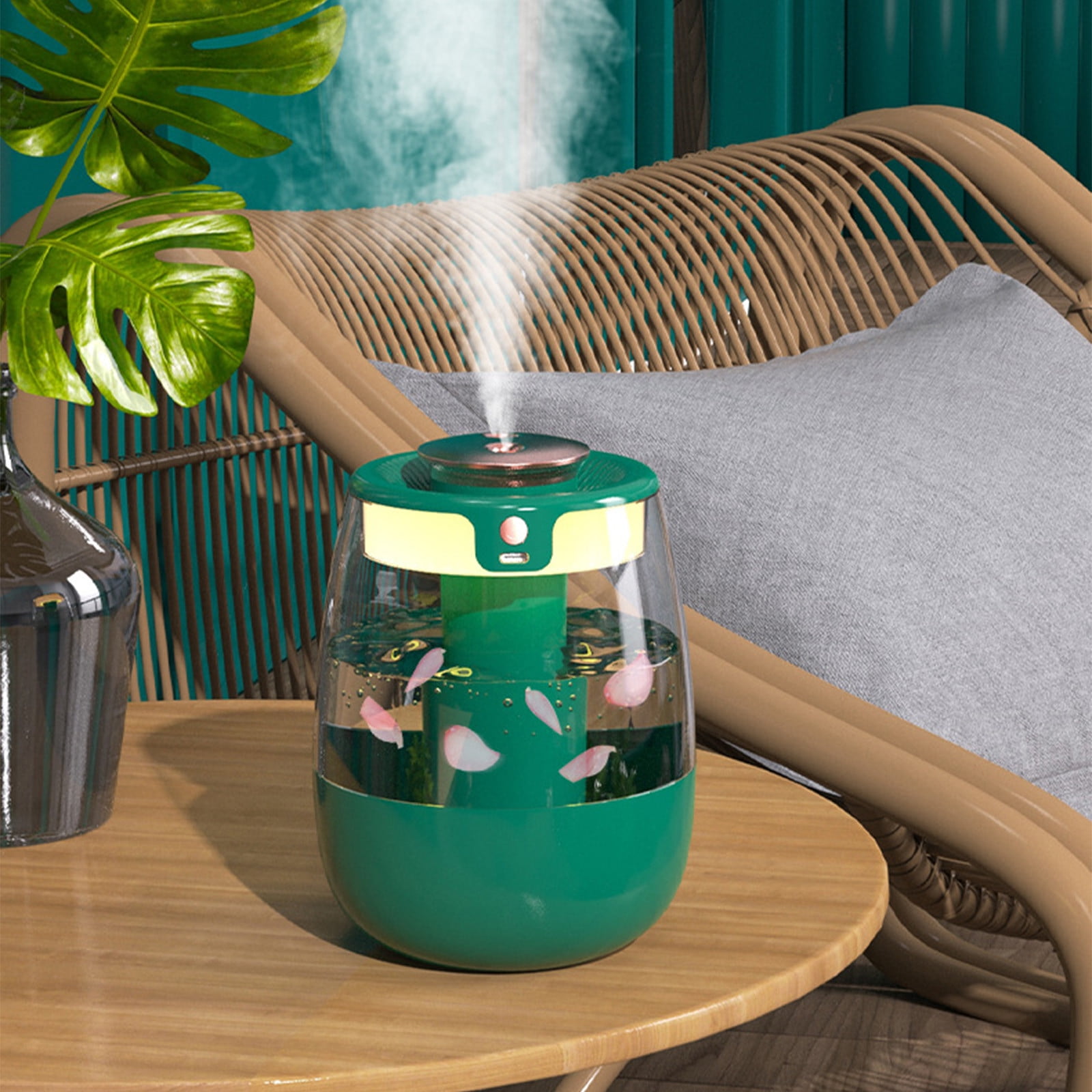USB Humidifier with Humidity Display, Quiet Cool Mist, 2L Capacity, Easy to Clean, Continuous/Intermittent Mist Modes, Night Light, for Bedroom Office Plants Travel Car