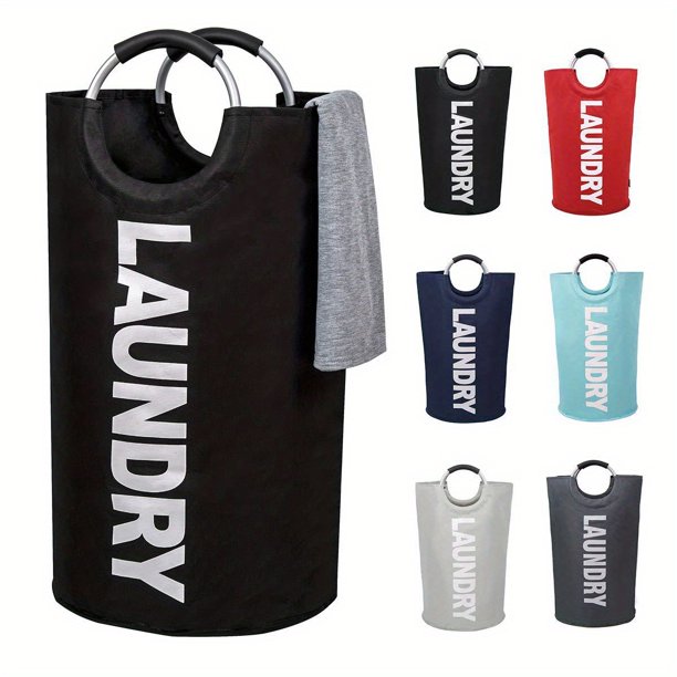 1pc Waterproof Laundry Basket with Padded Handles - Collapsible Clothes Hamper for Easy Storage and Standing Up Well
