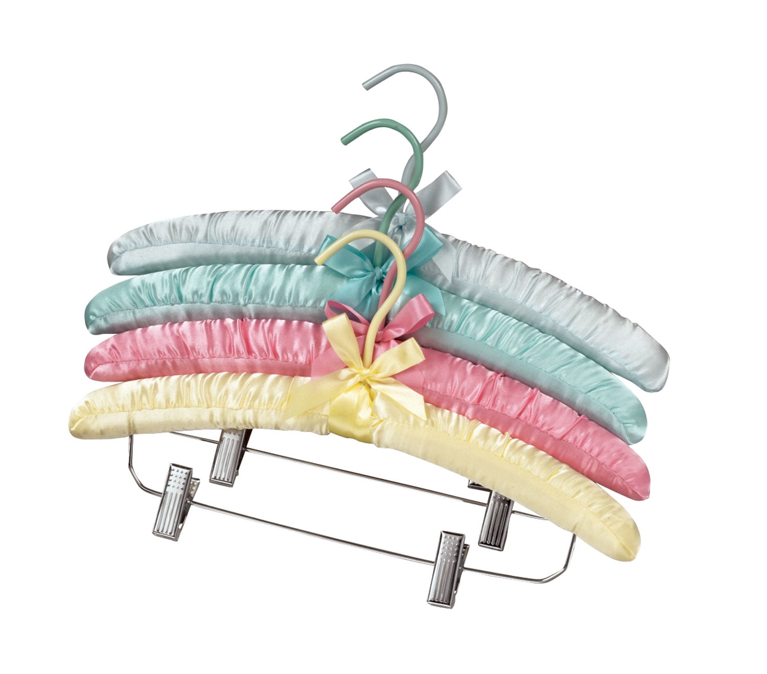 Satin Padded Hangers With Clips Set 4 Walmart Com Walmart Com