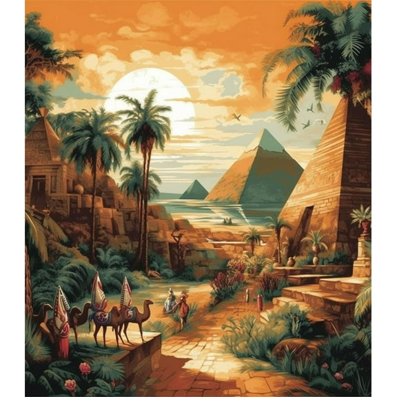 Paint by Numbers Kit for Adults -Pyramid (3) - on Canvas with Brushes Acrylic Pigment DIY Oil Painting for Home Wall Decor (40x50cm/16x20 inch)-