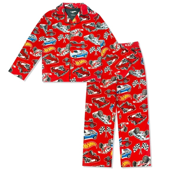 Conjunto de pijama Hot Wheels para niño, estilo abrigo de franela de 2 piezas