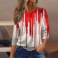 thumbnail image 7 of FAVIPT Womens Halloween Tops Funny Graphic Print Basic Tees 3/4 Length Sleeve Round Neck Shirts Casual Trendy Fall 2025 Comfy Tops Red,M, 7 of 7