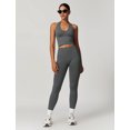 thumbnail image 3 of IDOPIP 2 Piece Workout Sets for Women Seamless Halter V-Neck Tank Top Scrunch Butt Lifting High Waist Leggings Gym Sets Active Wear Sports Outfit L Grey, 3 of 8