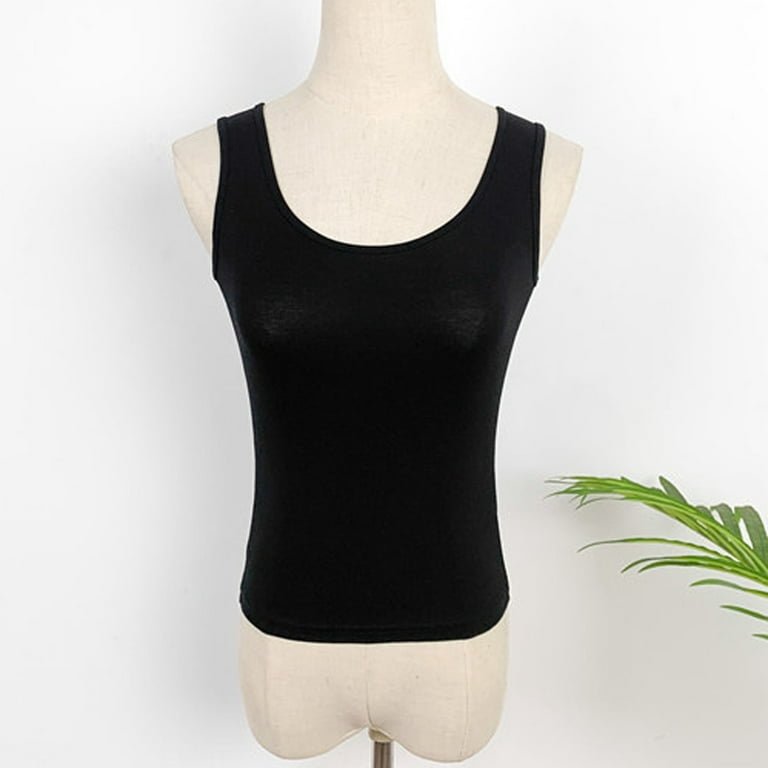 Tanks For Women Trendy Black Polyester 1PC Workout Tank Tops With Built In  Bra XL