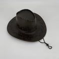 thumbnail image 4 of MEICHEN Men's Classic Western Hat With Leather Solid Color Stylish Cowboy Hat Retro Sun Hat, 4 of 5