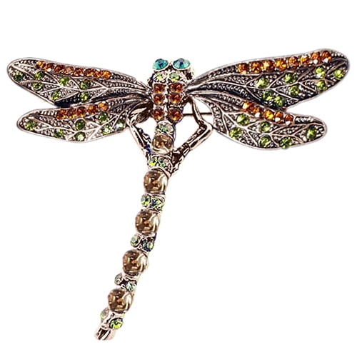 Vintage Retro Crystal Dragonfly Insects Brooch Pin Costumes Bouquet Jewelry Gift 