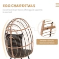 thumbnail image 3 of Wicker Rattan Egg Chair, Rest Chair with UV Resistant Cushions and Pillow, Lounging Chair for Indoor Outdoor Bedroom Patio Garden (Black), 3 of 7