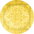 thumbnail image 1 of Ahgly Company Machine Washable Indoor Round Persian Yellow Traditional Area Rugs, 6' Round, 1 of 4
