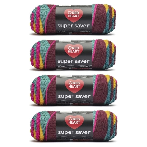 Bulk Buy - Super Saver Jeweltone Stripe Yarn - 4 Pack of 141g/5oz - Acrylic - 4 Medium (Worsted) - 236 Yards - Knitting/Crochet