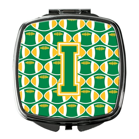 Letter I Football Green and Gold Compact Mirror CJ1069-ISCM