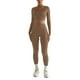 thumbnail image 1 of Conjunto de yoga de 2 piezas para mujer: top de manga larga con cuello cuadrado de color liso y pantalones deportivos, ropa deportiva ajustada, 1 of 7